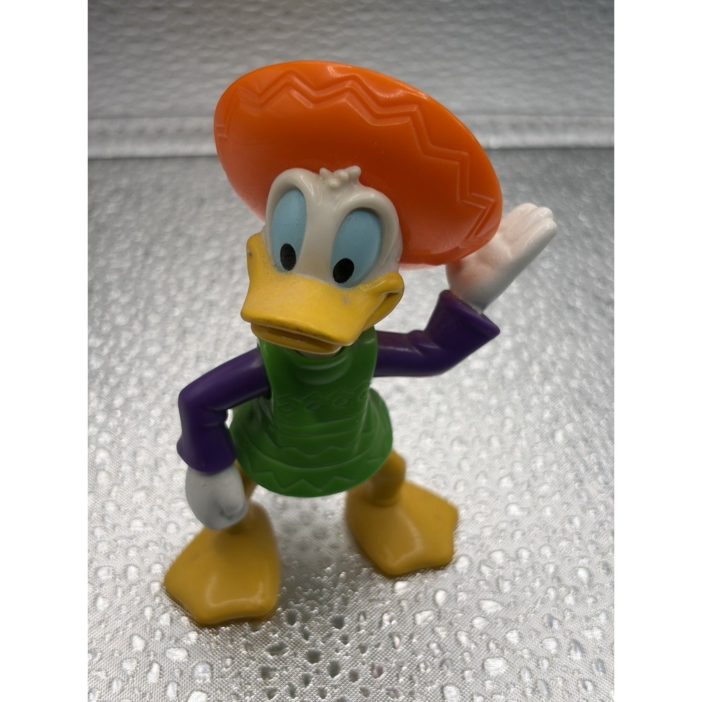 Donald Duck Disney Epcot Center Poseable Figurine Vintage Dancing Orange Hat
